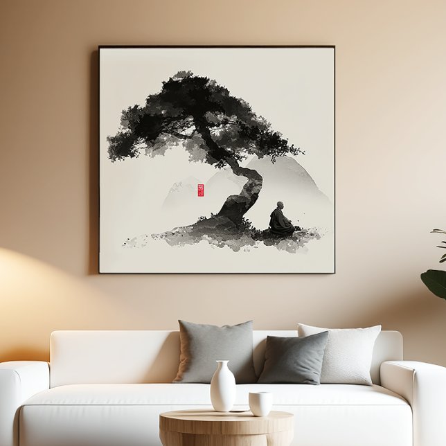 Monk & Pine - Zen Ink Wall Art - Minimal Decor (Creator Uploaded)