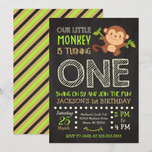 Monkey 1st Birthday Invitation for a Boy
