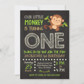Monkey 1st Birthday Invitation for a Boy (Front)