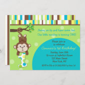 Monkey 1st Birthday Invitations (Front/Back)