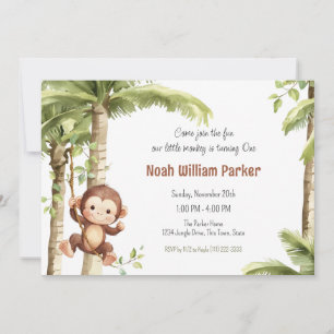 Monkey 1st Birthday Jungle Invitation