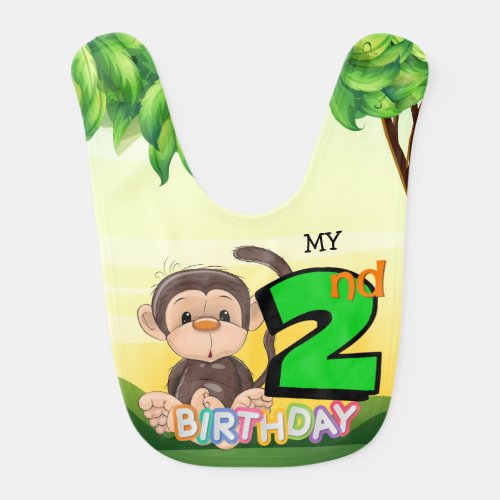 Monkey 2nd Birthday Party Baby Bib