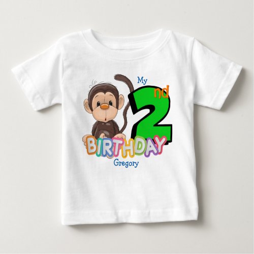 Monkey 2nd Birthday Party Custom Baby T_Shirt