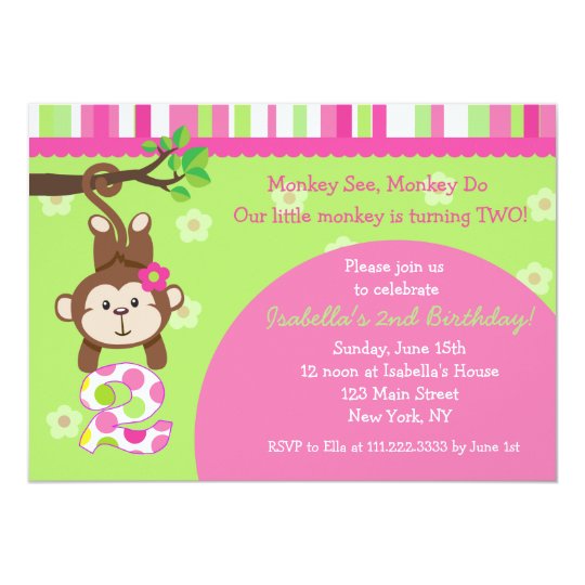 monkey 2nd birthday party invitations zazzle com