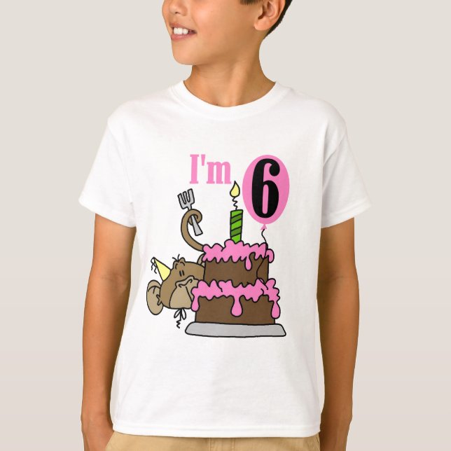 Monkey 6th Birthday Tshirts and Gifts (Front)