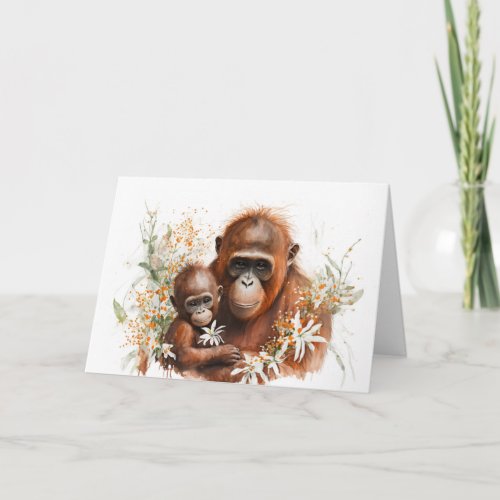 Monkey and Baby Mothers Day Card