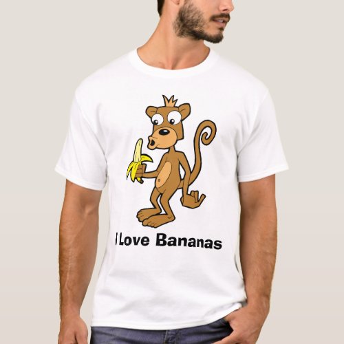 Monkey and Banana I Love Bananas T_Shirt