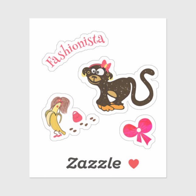 Monkey and banana sticker (Sheet)