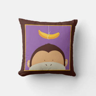 Monkey and Banana Throw Pillow