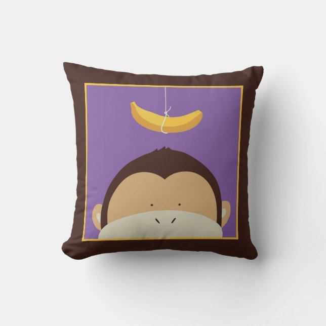 Monkey and Banana Throw Pillow (Front)