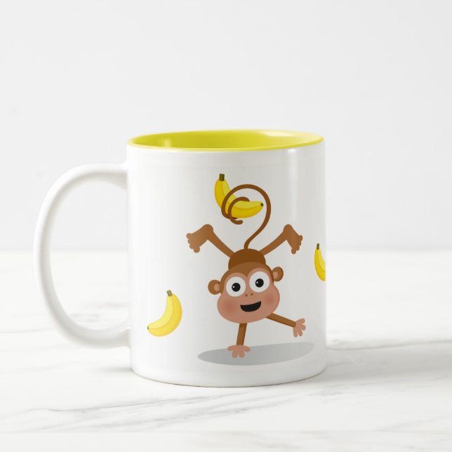 Monkey and Bananas Two-Tone Coffee Mug (Left)