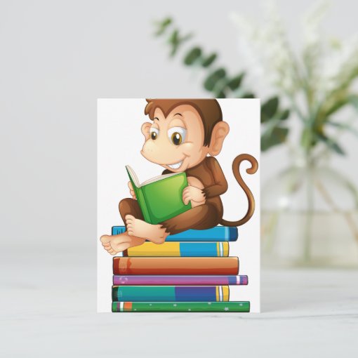 Monkey And Books Postcard | Zazzle