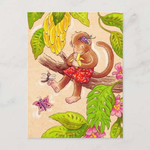 Monkey and Dragonfly Postcard