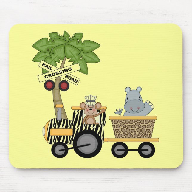 Monkey and Hippo Train Tshirts and Gifts Mouse Pad (Front)