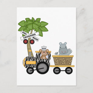Monkey and Hippo Train Tshirts and Gifts Postcard