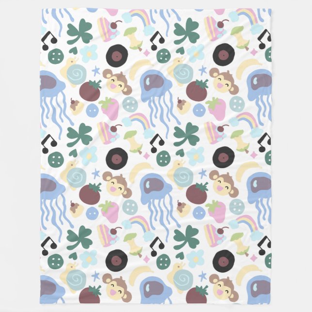 monkey and music  fleece blanket (Front)