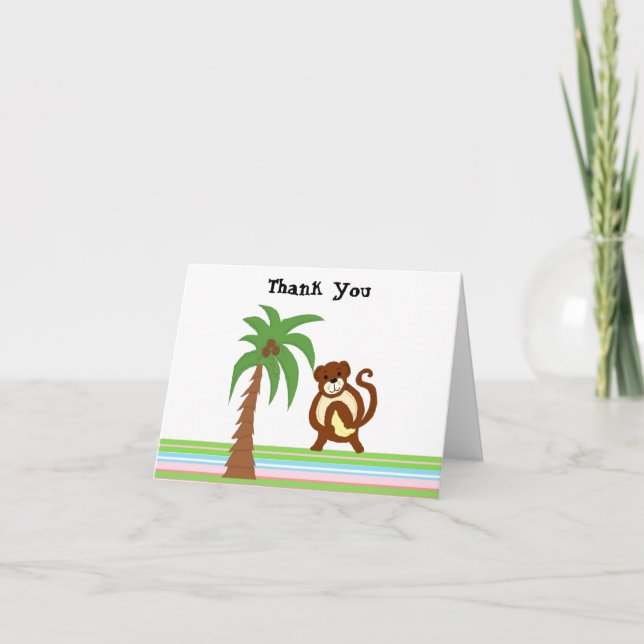 Monkey and Palm Tree Thank You Card (Front)
