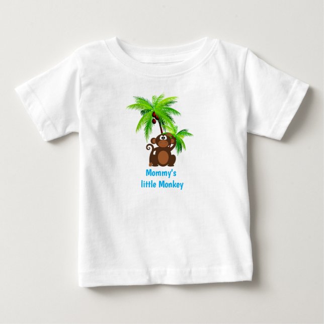 Monkey and Palm Tree Zoo Animal Baby T-Shirt (Front)