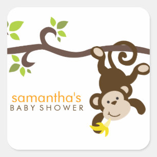 Monkey and Polka Dots Square Sticker