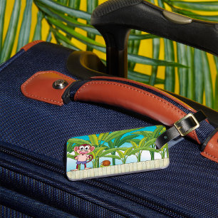 Monkey and Snail in Tropical Jungle Scene Luggage Tag