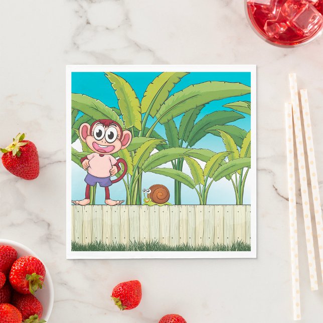 Monkey and Snail in Tropical Jungle Scene Napkins (Creator Uploaded)