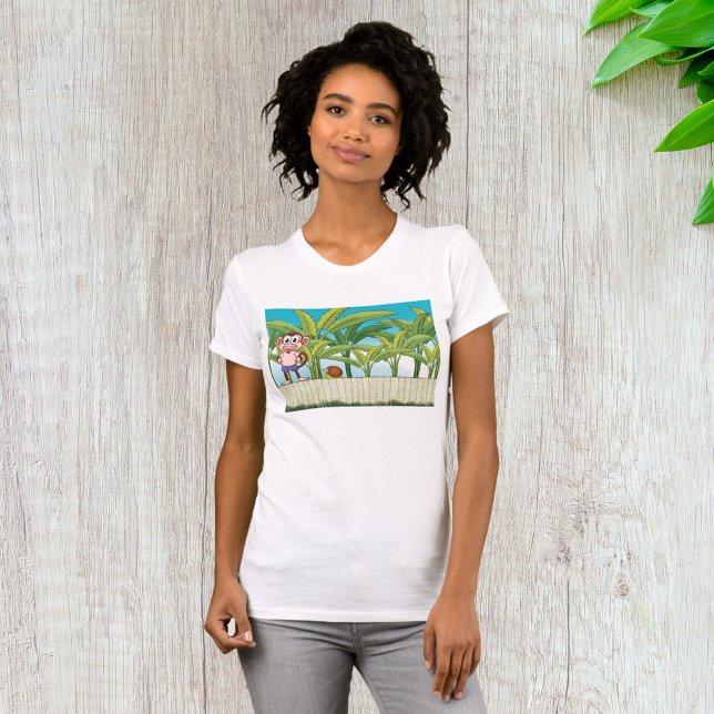 Monkey and Snail in Tropical Jungle Scene T-Shirt (Creator Uploaded)