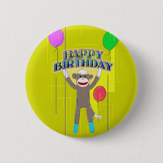 Monkey and the balloons. pinback button