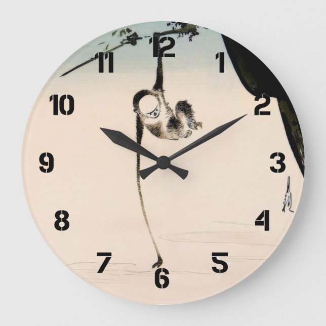 Monkey and the Moon Reflection Large Clock (Front)