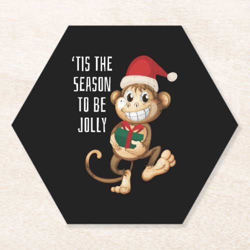 Monkey Animal Christmas Paper Coaster