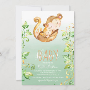 Monkey Animal Jungle Baby Shower Invitation