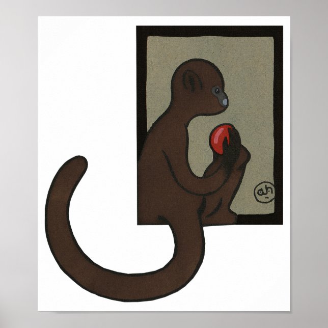 Monkey - Antiquarian, Colorful Book Illustration Poster (Front)