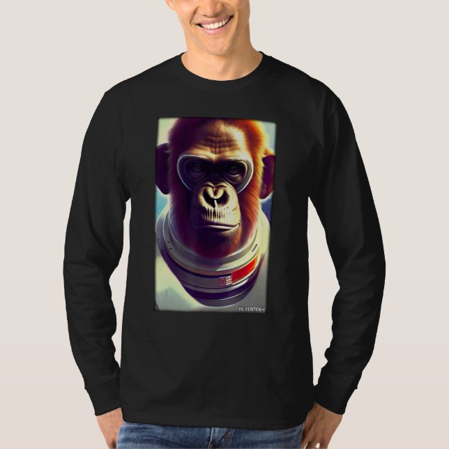 Monkey Ape Animal Astronaut Space Universe Galaxy  T-Shirt (Front)