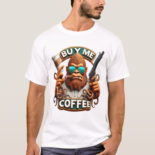 Monkey Armed With Caffeine Buy Me A Coffee T_Shirt