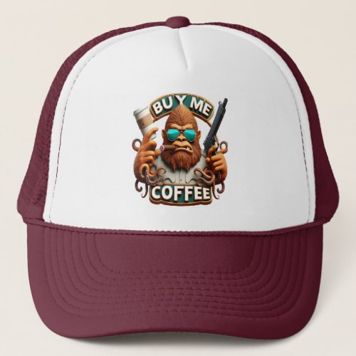 Monkey Armed With Caffeine Buy Me A Coffee Trucker Hat