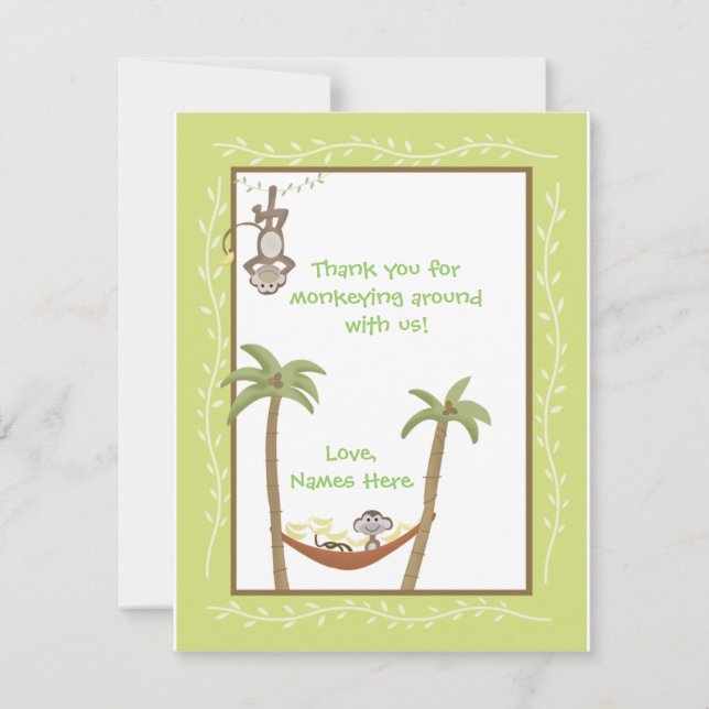 Monkey Around Baby Shower Thank you notes (Front)