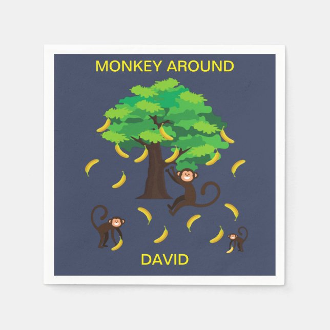 "Monkey Around" Monkeys Going Bananas  Napkins (Front)
