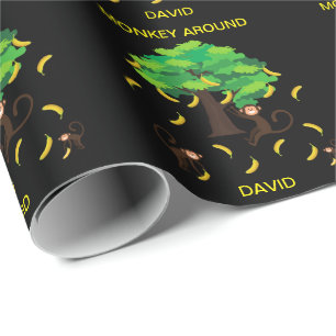 "Monkey Around" Monkeys Going Bananas   Wrapping P Paper