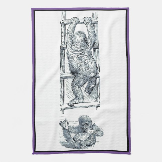 Monkey Around Young Gorilla Kitchen Towel (Vertical)