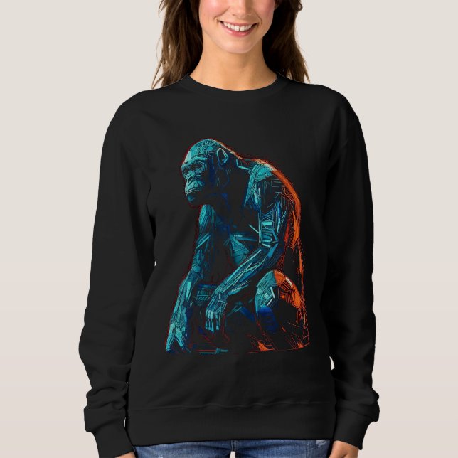 Monkey artwork - animal art zoo gorilla sweatshirt (Front)