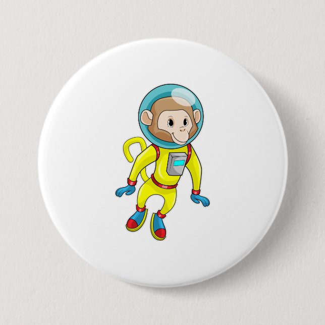 Monkey as Astronaut Button (Front)