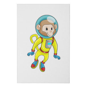 Monkey as Astronaut Faux Canvas Print