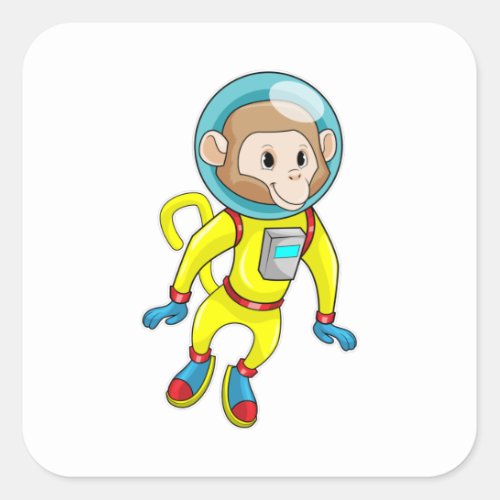 Monkey as Astronaut Square Sticker