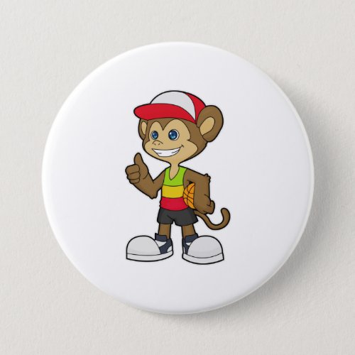 Monkey as Basketball player with Basketball Button