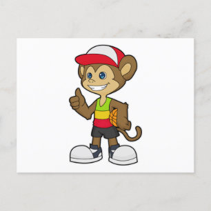 Monkey as Basketball player with Basketball Postcard
