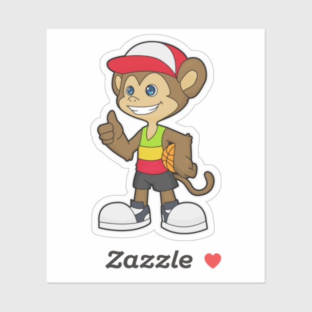 Monkey as Basketball player with Basketball Sticker (Sheet)