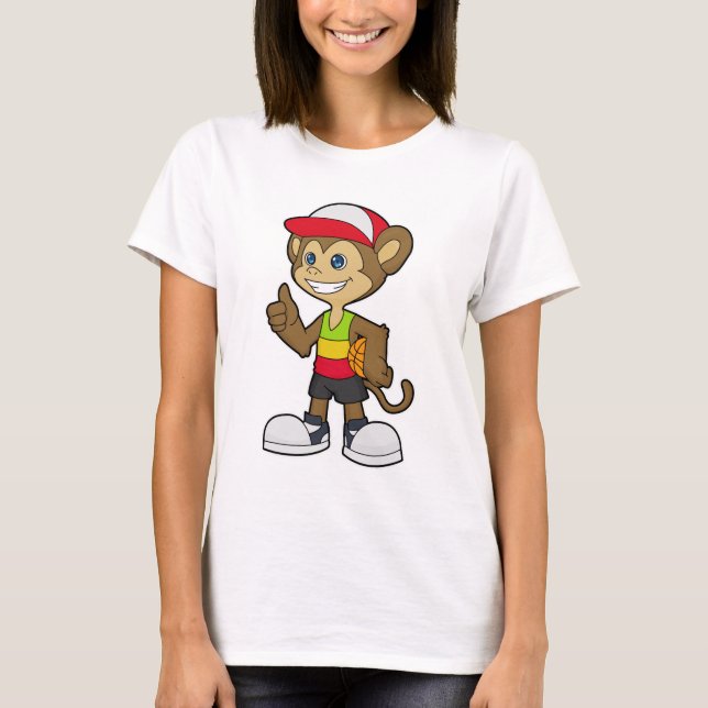 Monkey as Basketball player with Basketball T-Shirt (Front)