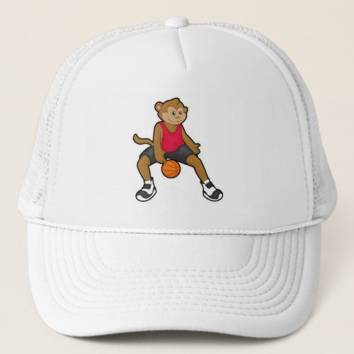 Monkey as Basketball player with Basketball Trucker Hat