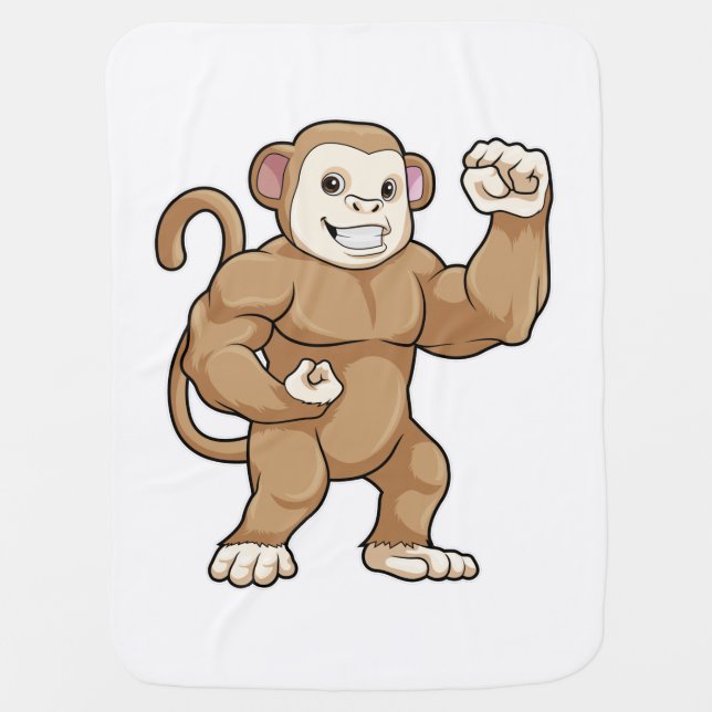 Monkey as Bodybuilder at Bodybuilding Baby Blanket (Front)
