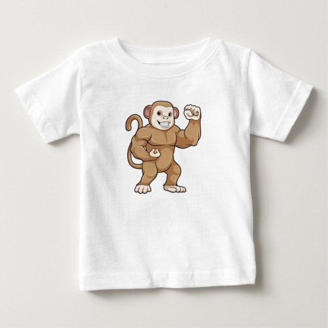 Monkey as Bodybuilder at Bodybuilding Baby T-Shirt (Front)