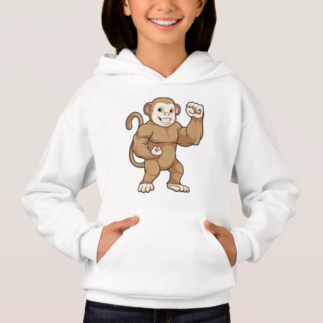 Monkey as Bodybuilder at Bodybuilding Hoodie (Front)